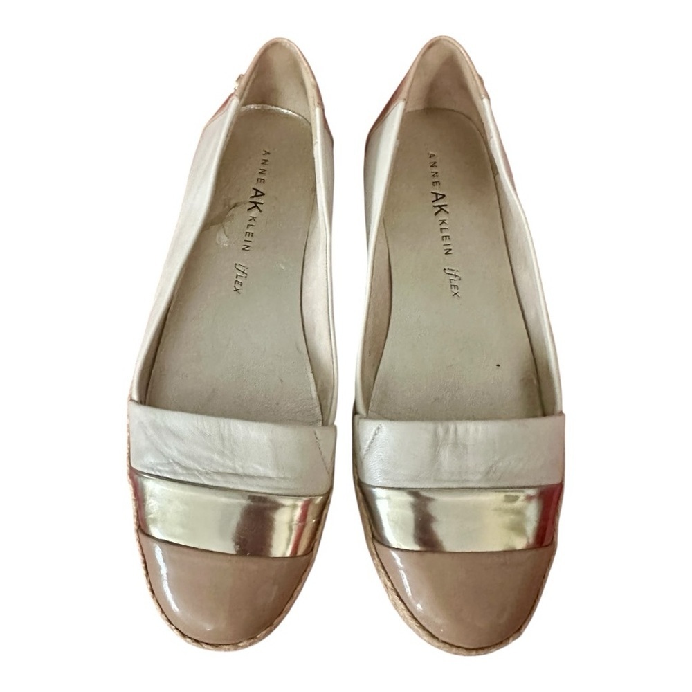 Anne Klein Women's Cream and Brown Loafers Flat Shoes Size 7.5M